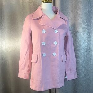 J Crew Double Breast Peacoat Heavyweight Cotton Twill Pink Size4.         prdrA3
